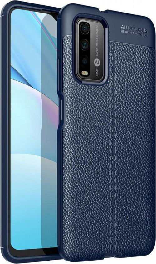 Xiaomi Redmi 9T Kılıf Focus Derili Silikon - Lacivert
