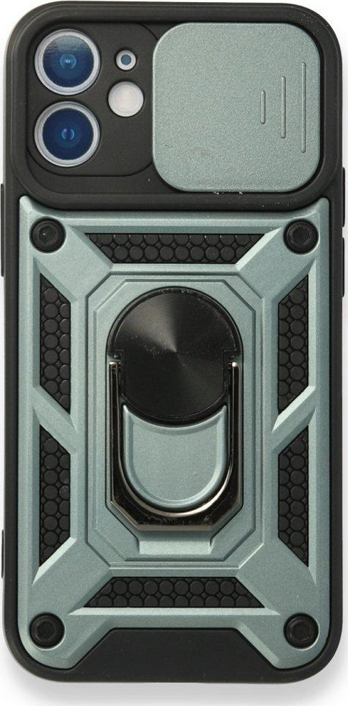İphone 12 Mini Kılıf Pars Lens Yüzüklü Silikon - Yeşil