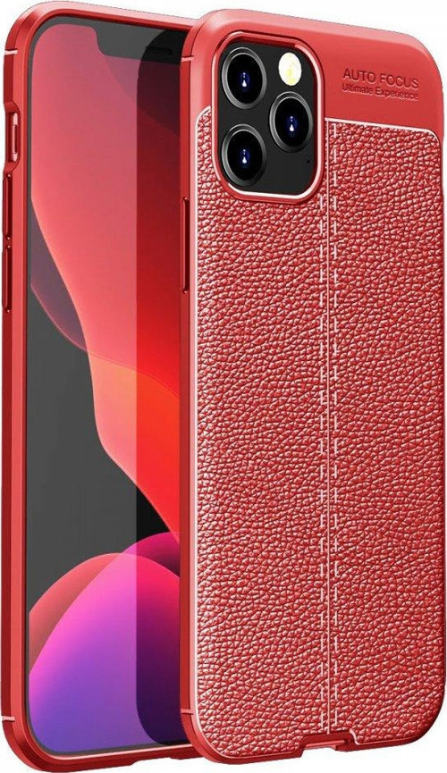 İphone 12 Pro Kılıf Focus Derili Silikon - Kırmızı