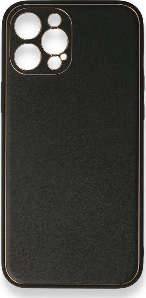 İphone 12 Pro Max Kılıf Coco Deri Silikon Kapak - Siyah