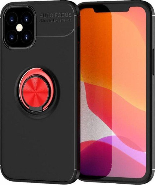 İphone 12 Mini Kılıf Range Yüzüklü Silikon - Siyah-Kırmızı