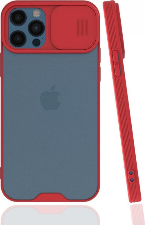İphone 12 Pro Max Kılıf Platin Kamera Koruma Silikon - Kırmızı