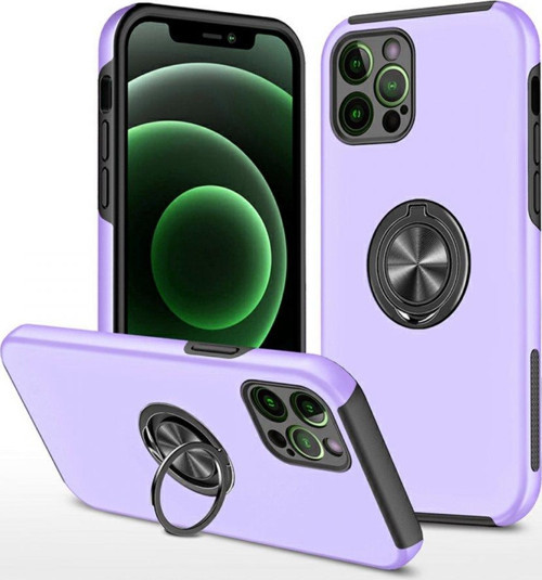 İphone 12 Pro Max Kılıf Elit Yüzüklü Kapak - Mor
