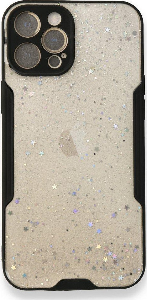 İphone 12 Pro Max Kılıf Platin Simli Silikon - Siyah