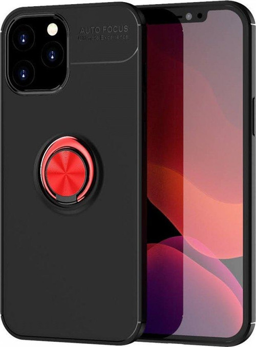 İphone 12 Pro Max Kılıf Range Yüzüklü Silikon - Siyah-Kırmızı