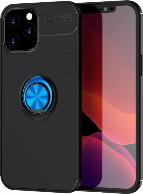 İphone 12 Pro Max Kılıf Range Yüzüklü Silikon - Siyah-Mavi