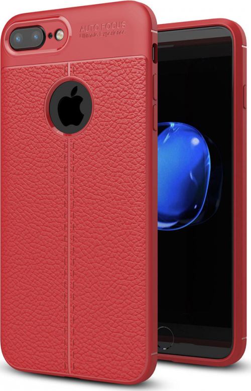 İphone 7 Plus Kılıf Focus Derili Silikon - Kırmızı