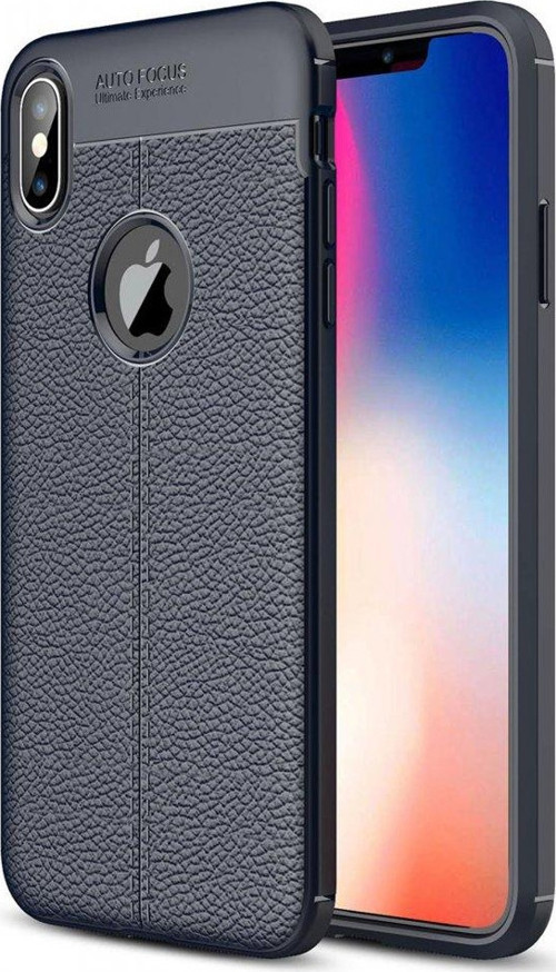 İphone Xs Max Kılıf Focus Derili Silikon - Lacivert