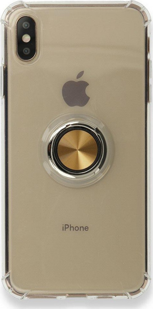 İphone Xs Max Kılıf Gros Yüzüklü Silikon - Gold