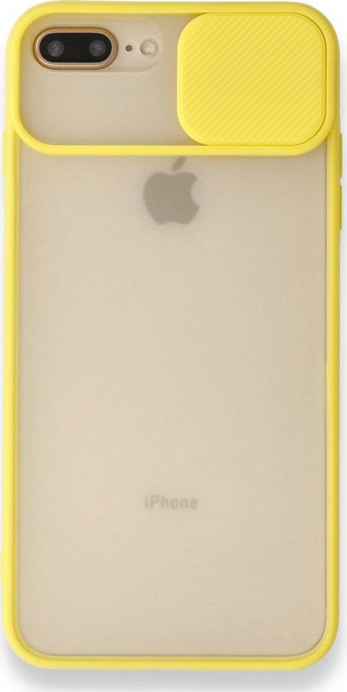 İphone 7 Plus Kılıf Palm Buzlu Kamera Sürgülü Silikon - Sarı