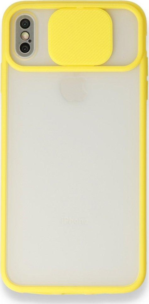 İphone Xs Max Kılıf Palm Buzlu Kamera Sürgülü Silikon - Sarı