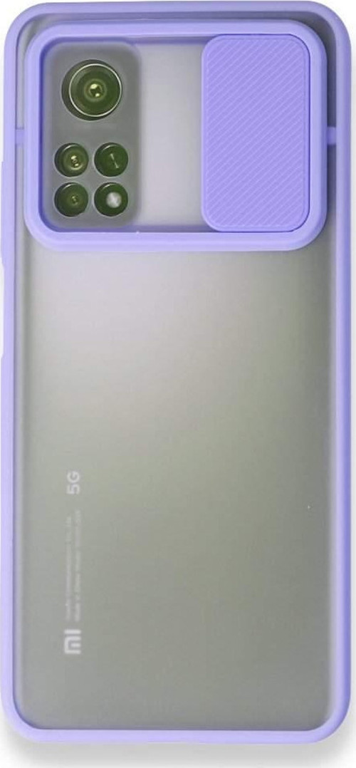 Xiaomi Mi 10T Kılıf Palm Buzlu Kamera Sürgülü Silikon - Lila