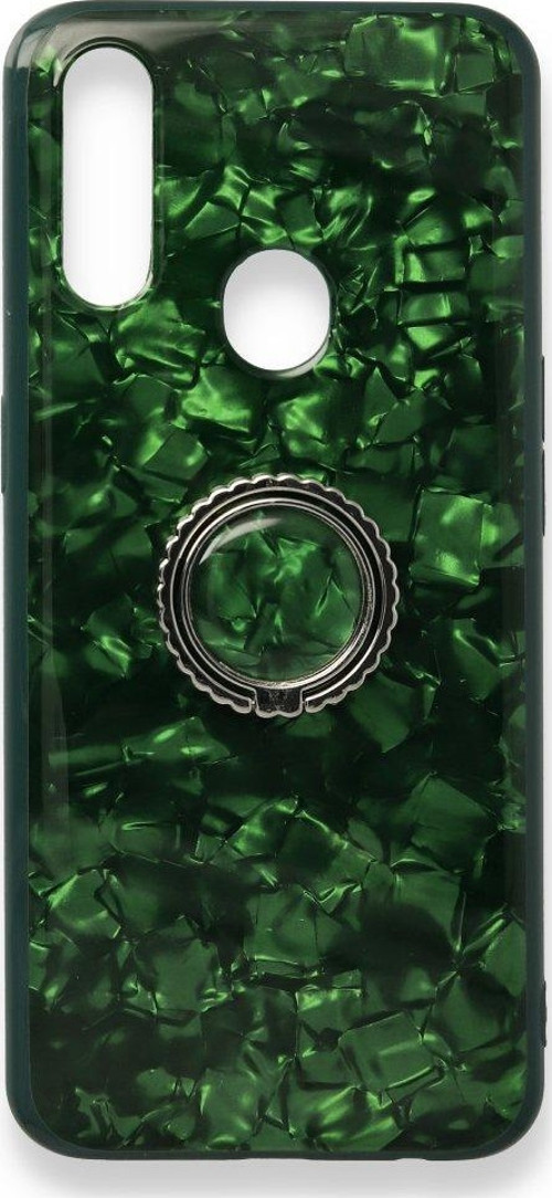 Oppo A31 Kılıf Marble Yüzüklü Silikon - Yeşil
