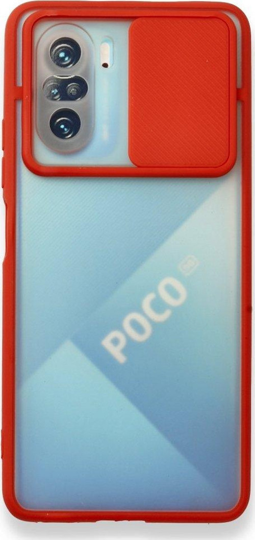 Xiaomi Poco F3 Kılıf Palm Buzlu Kamera Sürgülü Silikon - Kırmızı