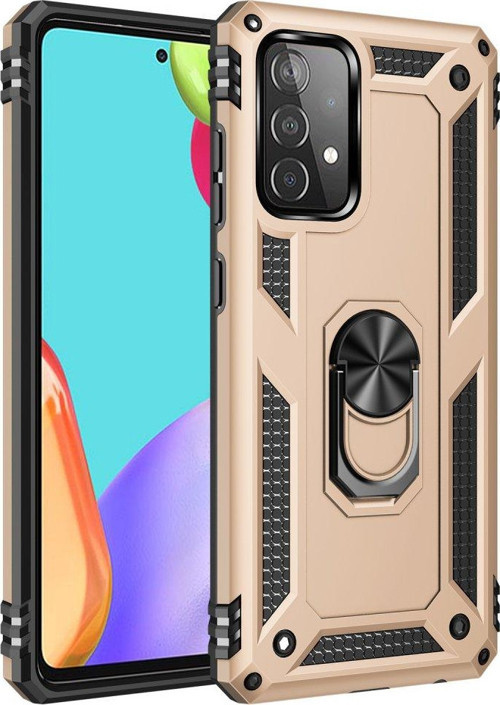 Samsung Galaxy A52 Kılıf Sofya Yüzüklü Silikon Kapak - Gold