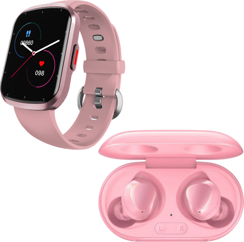 Samsung Uyumlu Galaxy Buds+ Pembe Bluetooth Kulaklık Smartwatch Pembe Akıllı Saat
