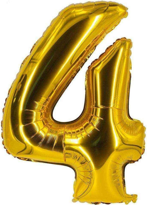 Şekilli Supershape Gold Rakam Folyo Balon 4 Numara