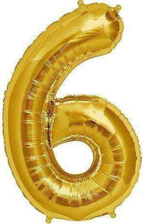 Şekilli Supershape Gold Rakam Folyo Balon 6 Numara