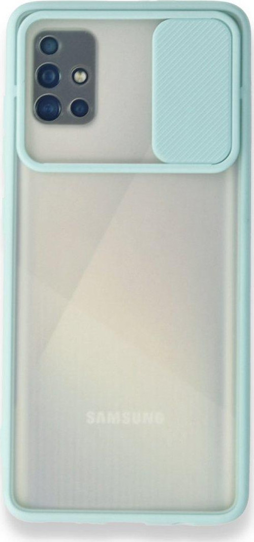 Samsung Galaxy A71 Kılıf Palm Buzlu Kamera Sürgülü Silikon - Turkuaz