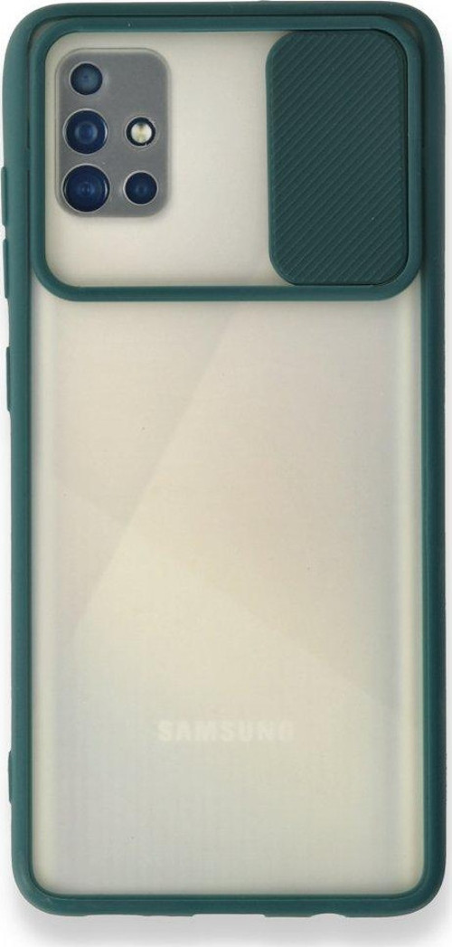 Samsung Galaxy A71 Kılıf Palm Buzlu Kamera Sürgülü Silikon - Yeşil
