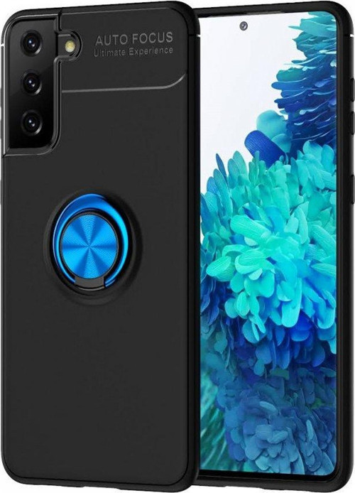 Samsung Galaxy S21 Plus Kılıf Range Yüzüklü Silikon - Siyah-Mavi