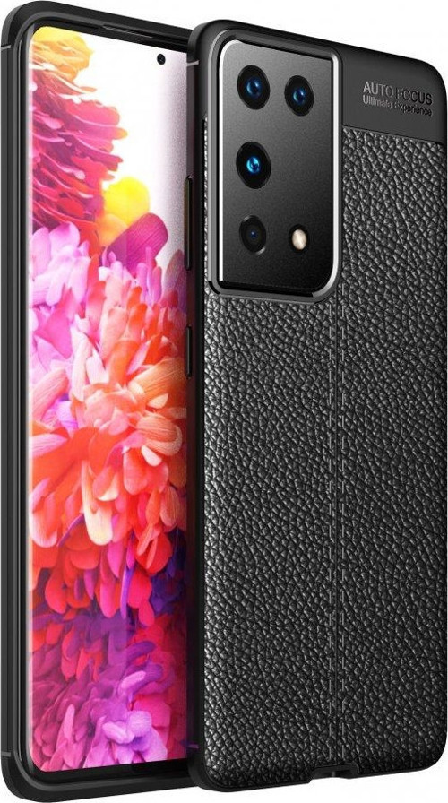 Samsung Galaxy S21 Ultra Kılıf Focus Derili Silikon - Siyah