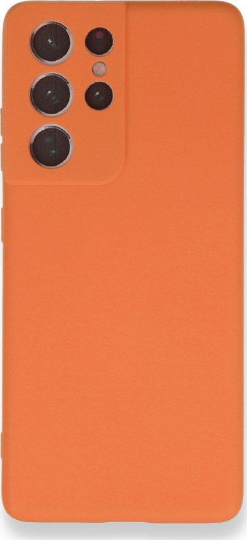 Samsung Galaxy S21 Ultra Kılıf Nano İçi Kadife Silikon - Turuncu