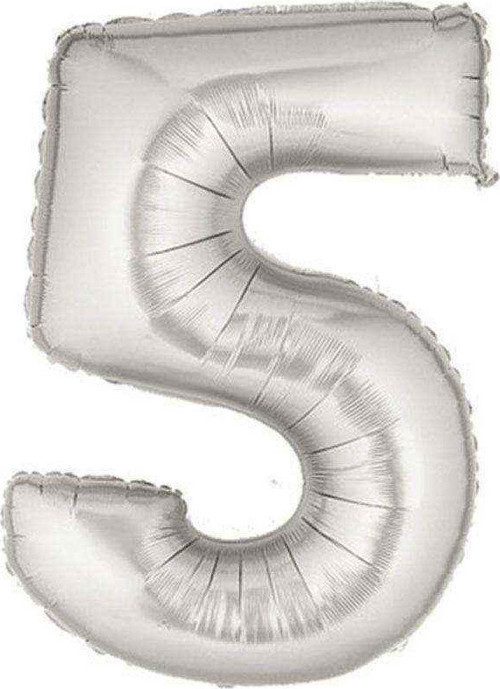 Şekilli Supershape Silver Rakam Folyo Balon 5 Numara