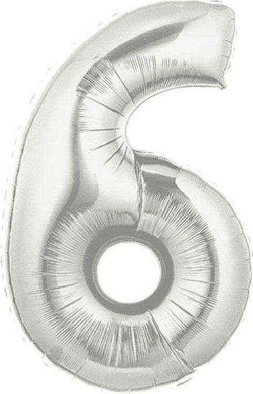 Şekilli Supershape Silver Rakam Folyo Balon 6 Numara