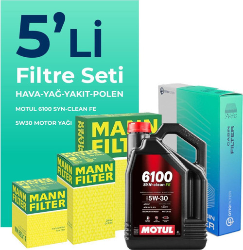 MANN Citroen C5 AirCross 1.5 Dizel Filtre Bakım Seti Motul Motor Yağlı (2019-2023) 5 Li