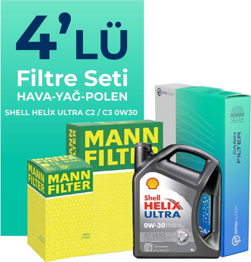 MANN Fiat Doblo 1.6 Dizel Filtre Bakım Seti Shell Motor Yağlı (2015-2023) 4 Lü