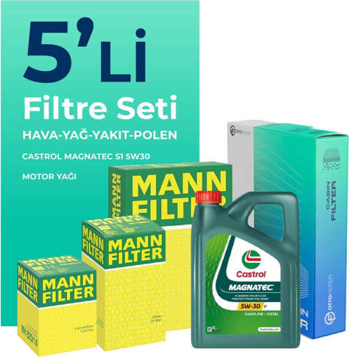 MANN Fiat Fiorino 1.3 Dizel Filtre Bakım Seti Castrol Motor Yağlı EURO 5 (2007-2016) 5 Li