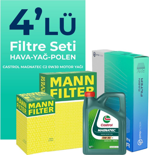 MANN Fiat Fiorino 1.3 Dizel Filtre Bakım Seti Castrol Motor Yağlı EURO 6 (2015-2024) 4 Lü