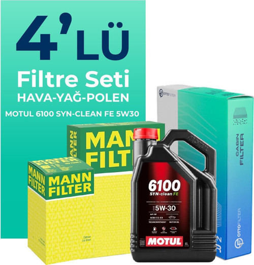 MANN Fiat Grande Punto 1.3 Dizel Filtre Bakım Seti Motul Motor Yağlı EURO 4 (2005-2013) 4 Lü