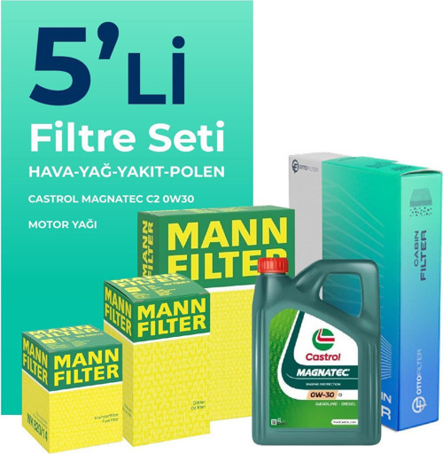 MANN Citroen Jumper 2.0 BlueHDi Dizel Filtre Bakım Seti Castrol Motor Yağlı (2015-2020) 5 Li