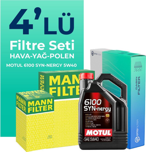 MANN Fiat Bravo 1.4 T-Jet Benzinli Filtre Bakım Seti Motul Motor Yağlı (2007-2015) 4 Lü