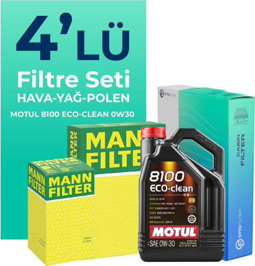 MANN Peugeot 3008 1.6 Benzin Puretech Filtre Bakım Seti Motul Motor Yağlı (2019-2024) 4 Lü