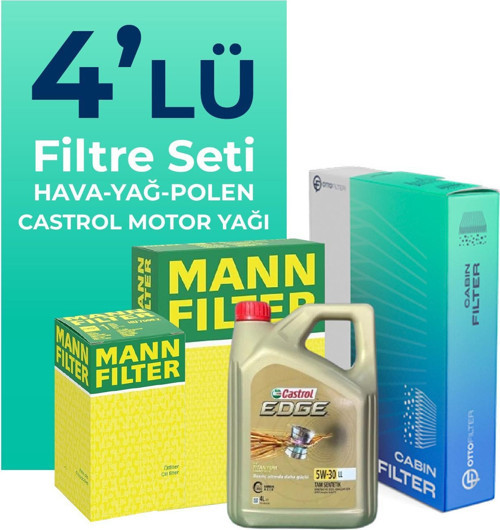 MANN Peugeot 2008 1.5 Dizel Filtre Bakım Seti Castrol Motor Yağlı (2019-2024) 4 Lü