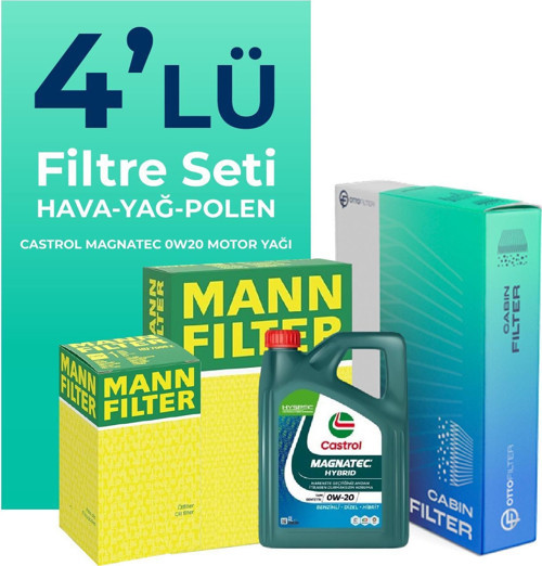 MANN Toyota C-HR 1.8 Hybrid Filtre Bakım Seti Castrol Motor Yağlı (2018-2022) 4 Lü