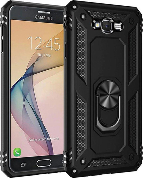 Samsung Galaxy J7 Kılıf Sofya Yüzüklü Silikon Kapak - Siyah