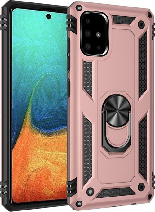Samsung Galaxy A71 Kılıf Sofya Yüzüklü Silikon Kapak - Rose