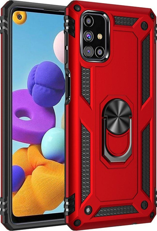 Samsung Galaxy M31S Kılıf Sofya Yüzüklü Silikon Kapak - Kırmızı
