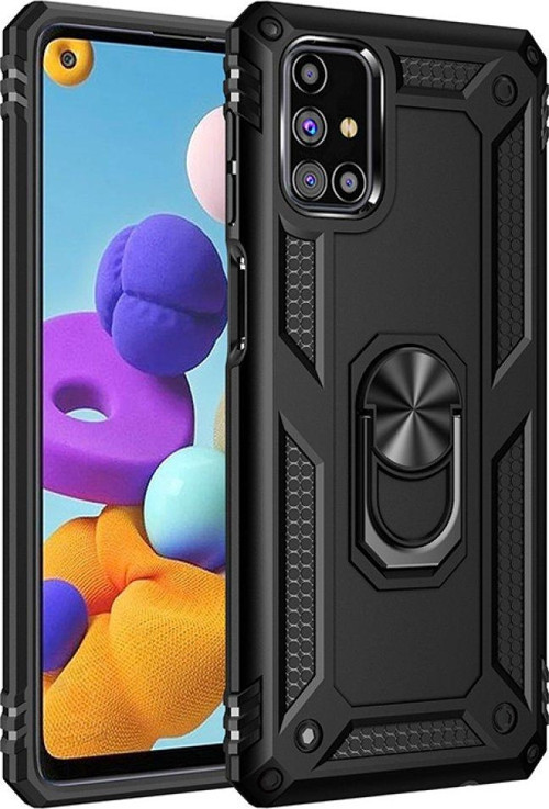 Samsung Galaxy M31S Kılıf Sofya Yüzüklü Silikon Kapak - Siyah