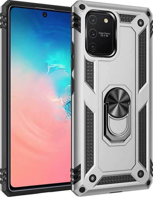 Samsung Galaxy A91 / S10 Lite Kılıf Sofya Yüzüklü Silikon Kapak - Gümüş