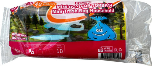 Mini Küçük Boy Çöp Torbası Poşeti - 2 Kat - Beyaz - 10 Litre - 40x50 Cm. - 40 Adetlik 1 Rulo