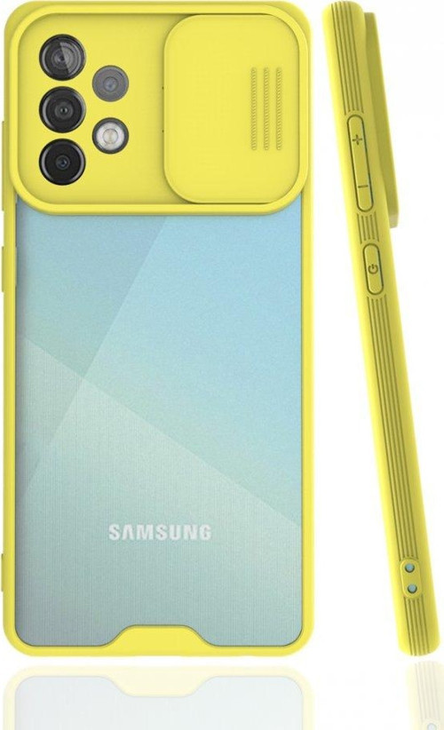 Samsung Galaxy A52 Kılıf Platin Kamera Koruma Silikon - Sarı