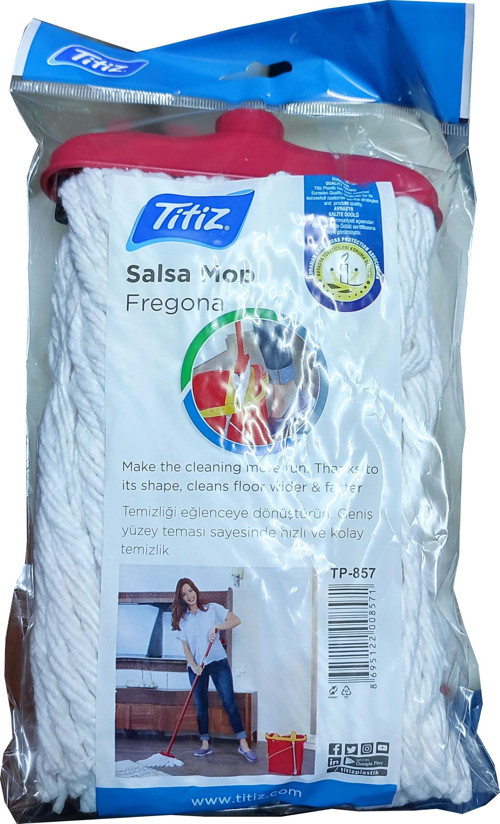 Salsa TP-857 Yedek Geniş Takozlu Islak İpli Mop Paspas Başlığı - Püskül - 16 Cm.