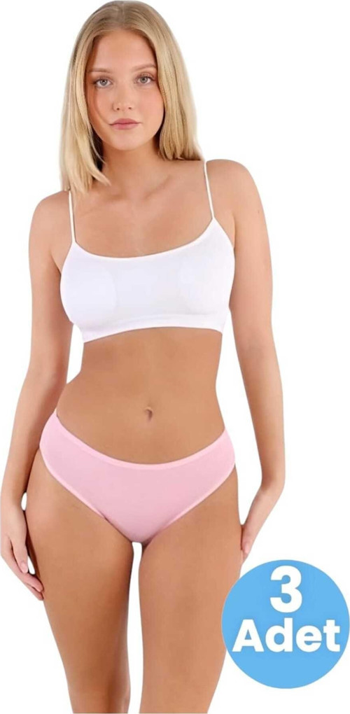Kadın Pamuklu Penye Süprem Kumaş Bikini Külot Kadın Bikini Külot 3 Adet Pembe S-M