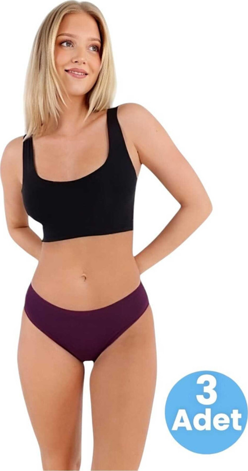 Kadın Pamuklu Penye Süprem Kumaş Bikini Külot Kadın Bikini Külot 3 Adet Mor S-M