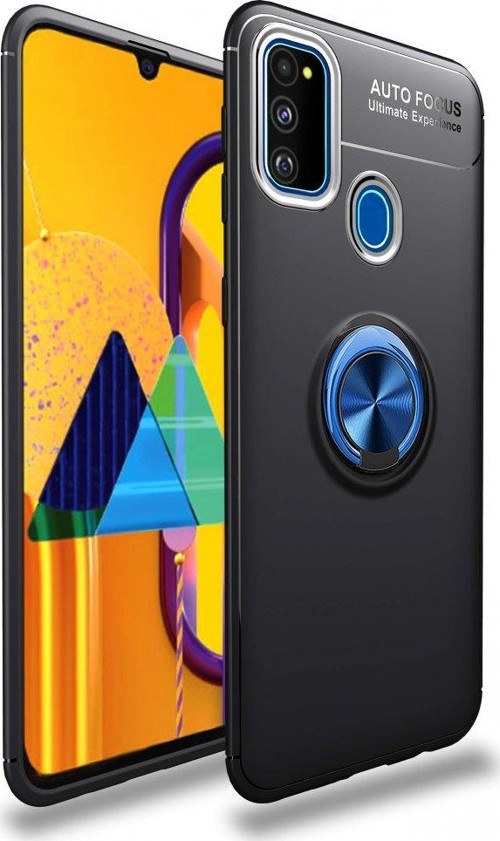 Samsung Galaxy M21 Kılıf Range Yüzüklü Silikon - Siyah-Mavi